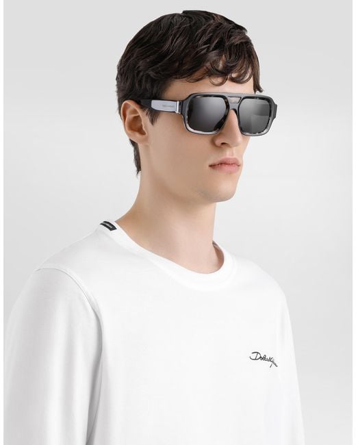 Dolce & Gabbana White Cotton T-Shirt With Embroidery for men
