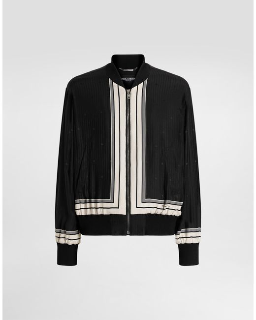 Dolce & Gabbana Black Printed Oversized Bomber Jacket for men