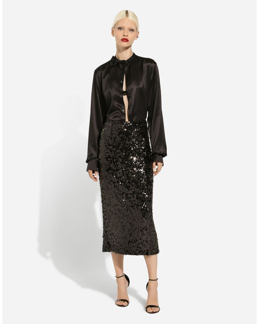 Dolce & Gabbana Black Longuette-Rock Aus Pailletten