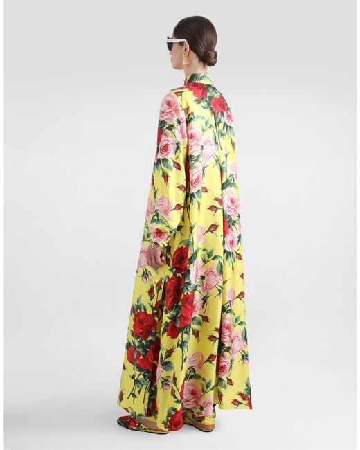 Dolce & Gabbana White Silk Twill Pants With Bouquet