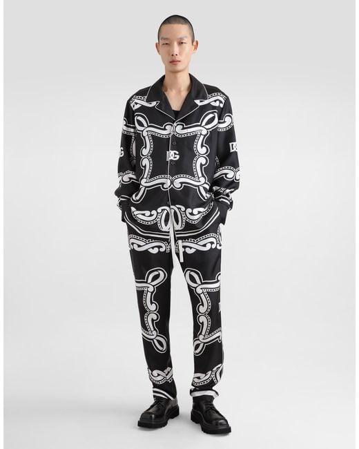 Dolce & Gabbana Black Silk Vanity Shirt With Bandanna for men