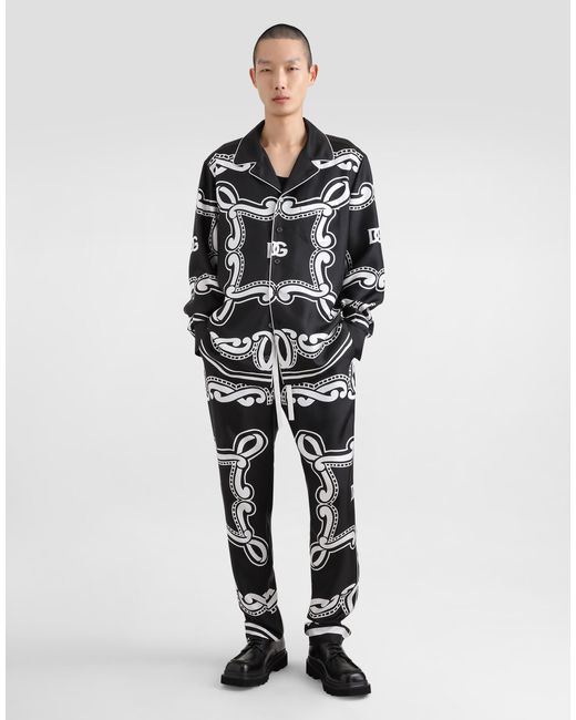 Dolce & Gabbana Black Silk Vanity Shirt With Bandanna for men