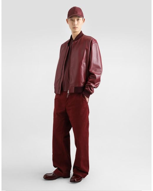 Dolce & Gabbana Red Sheepskin Bomber Jacket for men