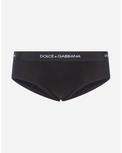 Slip Brando De Algodón Con Canalé Dolce & Gabbana de hombre de color Black