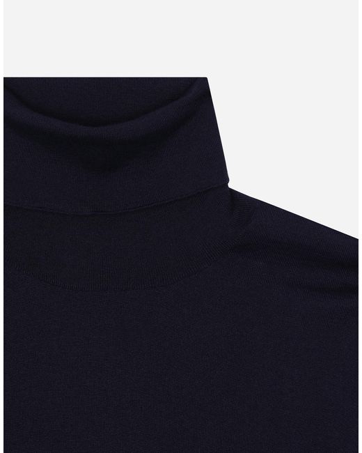 Dolce & Gabbana Rollkragenpullover Aus Kaschmir Und Seide in Blue für Herren