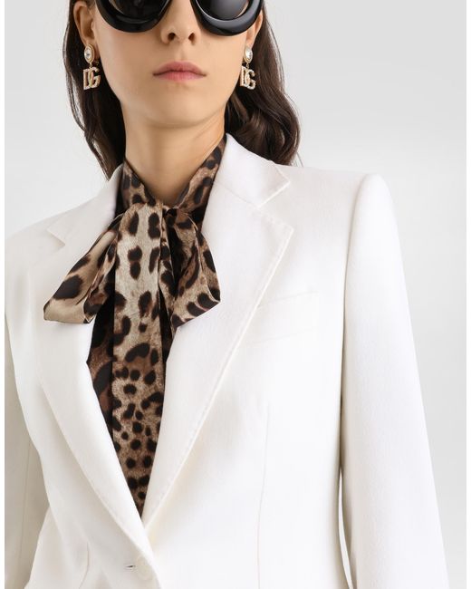 Dolce & Gabbana White Single-Breasted Cashmere Jacket