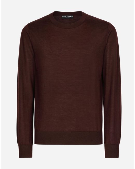 メンズ Dolce & Gabbana クルーネックニット エキストラファインカシミア Brown