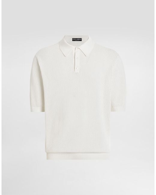 Dolce & Gabbana White Short-Sleeved Cotton Polo-Shirt for men