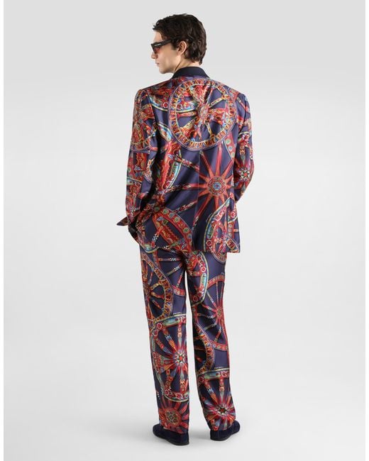 Dolce & Gabbana Red Carretto-Print Twill Jogging Trousers for men