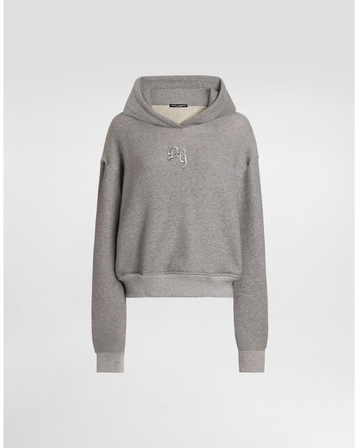 Dolce & Gabbana Gray Fleece Hoodie With Embroidery