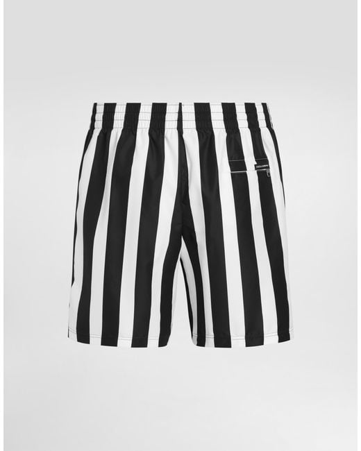 Dolce & Gabbana Black Striped Swim Shorts for men