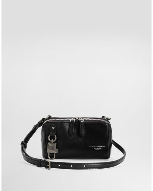 Dolce & Gabbana Black Lock Tempesta Calfskin Crossbody Bag for men