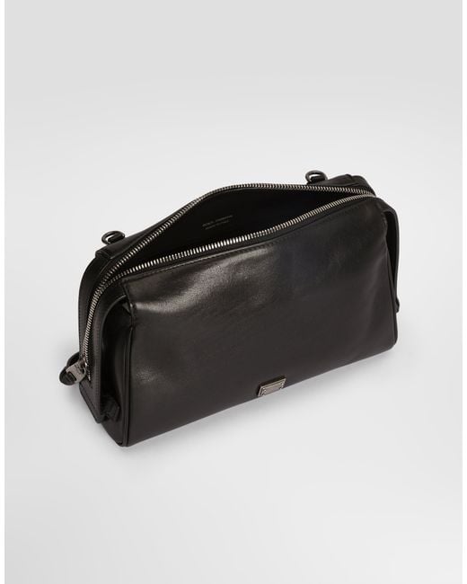 Dolce & Gabbana Black Vittoria Tempesta Calfskin Shoulder Bag for men