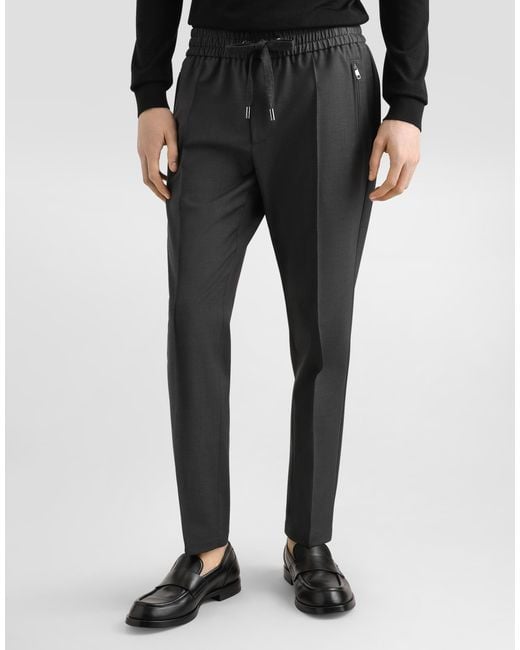 Dolce & Gabbana Gray Wool Jogging Pants for men