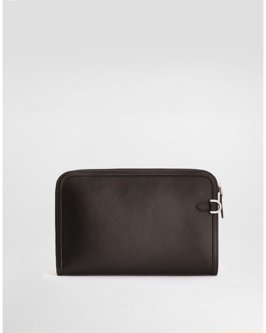 Dolce & Gabbana Black Atene Plongé Calfskin Clutch Bag for men