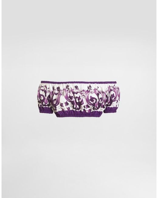 Dolce & Gabbana Multicolor Majolica-Print Poplin Top