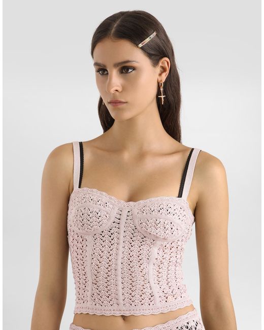 Dolce & Gabbana Pink Crochet Bustier