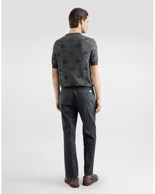 メンズ Dolce & Gabbana ジャカードロゴ シルク ラウンドネック セーター Gray