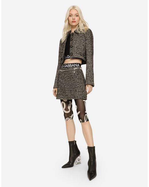 Dolce & Gabbana Multicolor Cropped Speckled Tweed Jacket