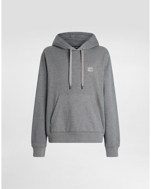Sudadera De Algodón Con Capucha Y Placa Dolce & Gabbana de hombre de color Gray