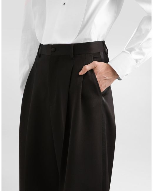 Dolce & Gabbana Wool Gabardine Trousers in Black für Herren