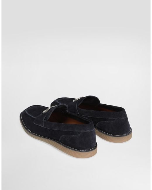 Dolce & Gabbana White Suede Loafers for men
