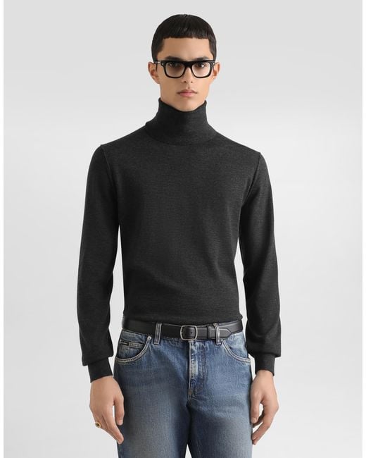 Dolce & Gabbana Black Cashmere Turtleneck Pullover for men