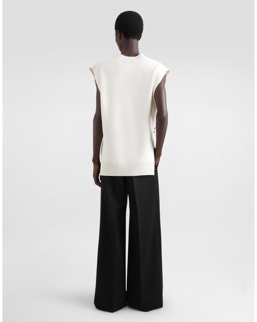 Dolce & Gabbana White Wool V-Neck Vest With Bejeweled Buttons And Dg Embroidery for men