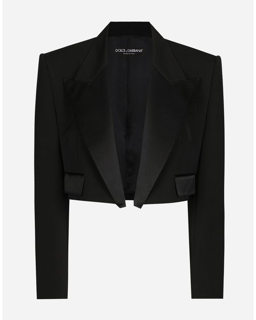 Dolce & Gabbana Black Satin-Lapel Wool Gabardine Tuxedo Blazer