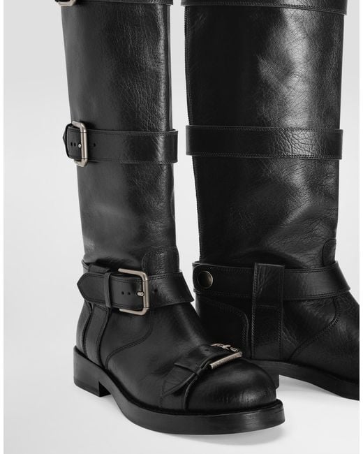 Dolce & Gabbana Black Horse Leather Boots