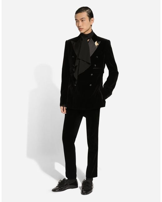 Dolce & Gabbana Black Classic Velvet Tuxedo Pants for men