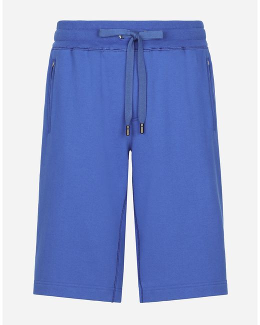 Dolce & Gabbana Blue Jersey Jogging Shorts With Logo Tag for men