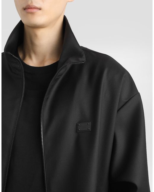 Dolce & Gabbana Black Wool Jacket With A High Neck And Tag for men