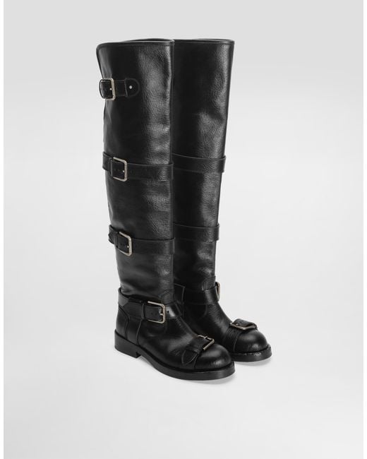 Dolce & Gabbana Black Horse Leather Boots