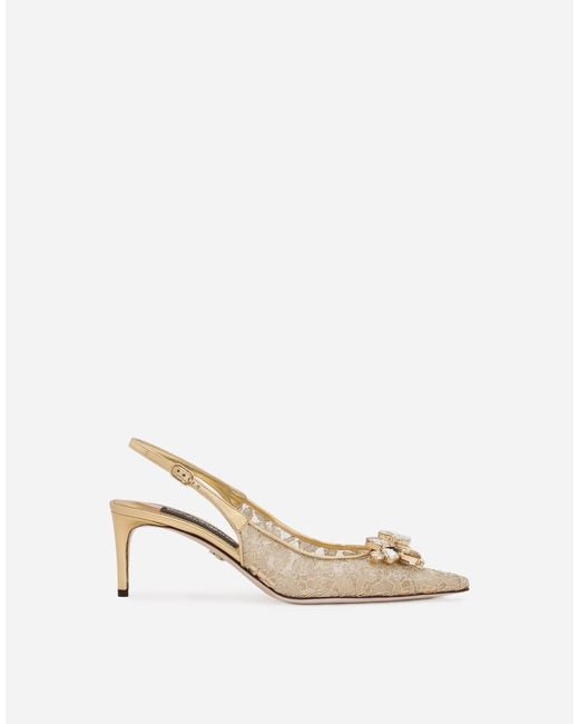 Dolce & Gabbana Natural Lace Slingbacks