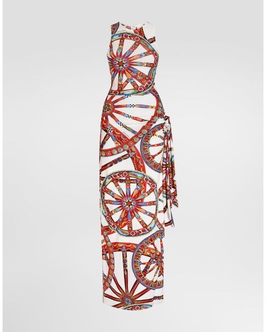Dolce & Gabbana White Carretto-Print Viscose Jersey Jumpsuit