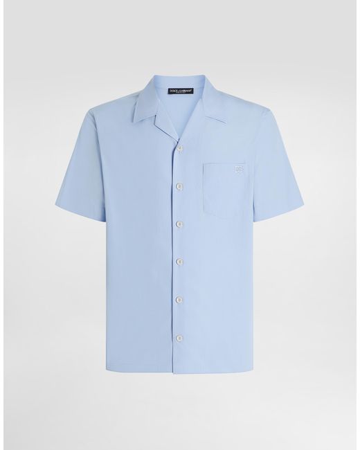 Dolce & Gabbana Blue Hawaii Revere-Collar Shirt for men