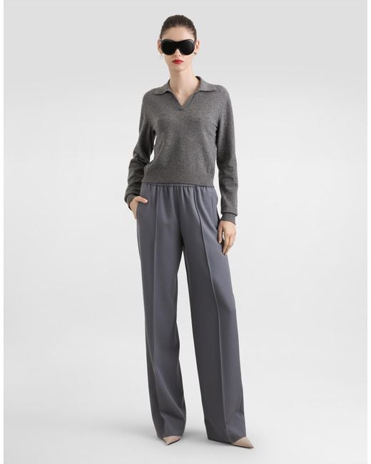 Dolce & Gabbana Wool Gabardine Trousers Gray