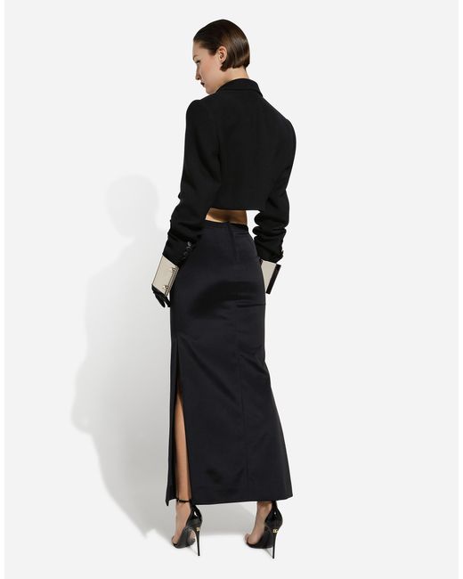 Dolce & Gabbana Black High-Slit Cady Maxi Skirt