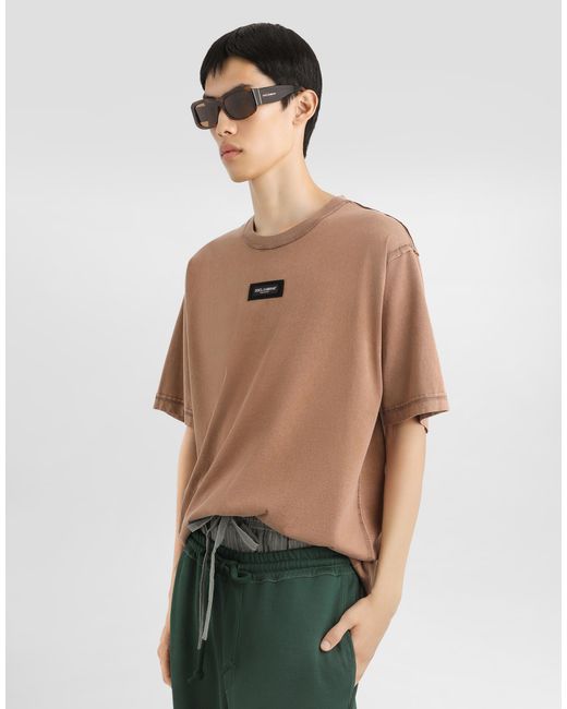 Dolce & Gabbana メンズ ブラウン Cotton T-Shirt With Print 【公式通販】