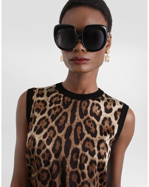 Dolce & Gabbana Black Leo- Wool Top