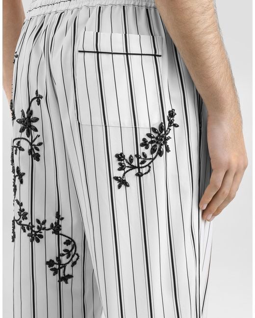 Dolce & Gabbana White Vanity Trousers With Embroidery for men