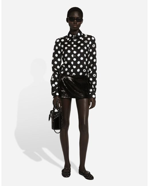 Dolce & Gabbana Black Miniskirt With Micro-Sequin Embellishment