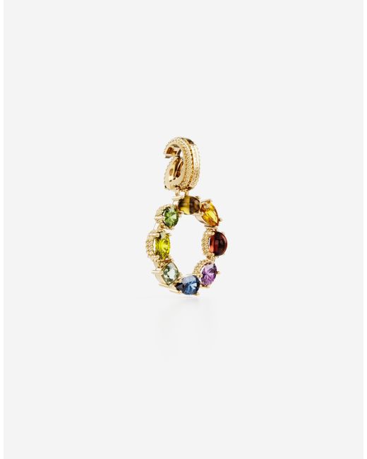 Dolce & Gabbana White Lettering O Charm 18-Carat And Multicolored Gems