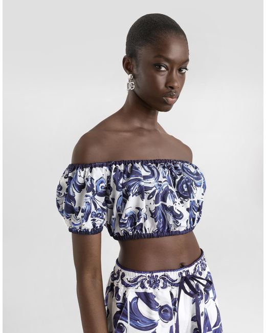 Dolce & Gabbana Blue Dg Exclusive Majolica- Cotton Top