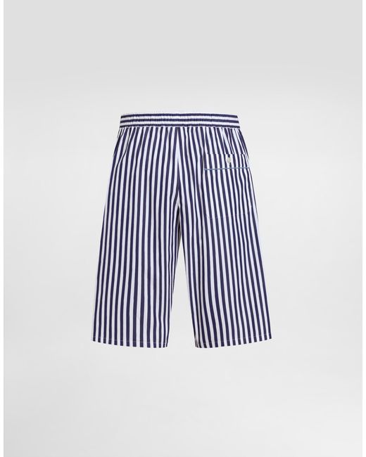 Dolce & Gabbana Blue Striped Poplin Vanity Bermuda Shorts for men