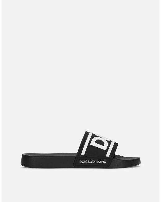 メンズ Dolce & Gabbana ビーチスライドサンダル ラバー Dgロゴ White