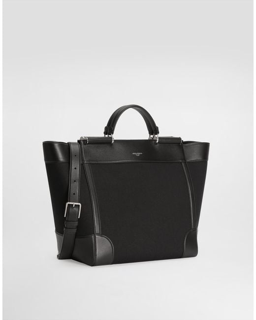 Dolce & Gabbana Black Logo-Lettering Tote Bag for men