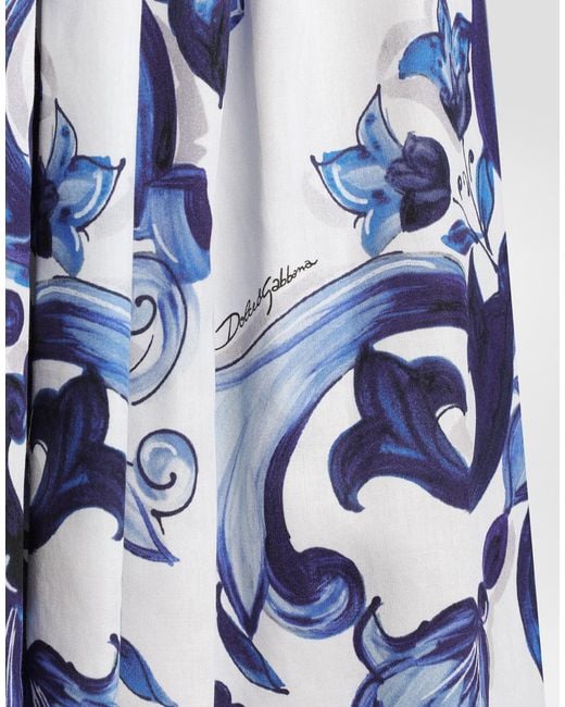 Dolce & Gabbana White Dg Exclusive Majolica- Long Cotton Satin Skirt