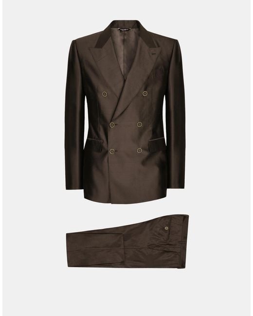 Dolce & Gabbana Zweireihiger Anzug Sicilia Aus Shantung-Seide in Black für Herren